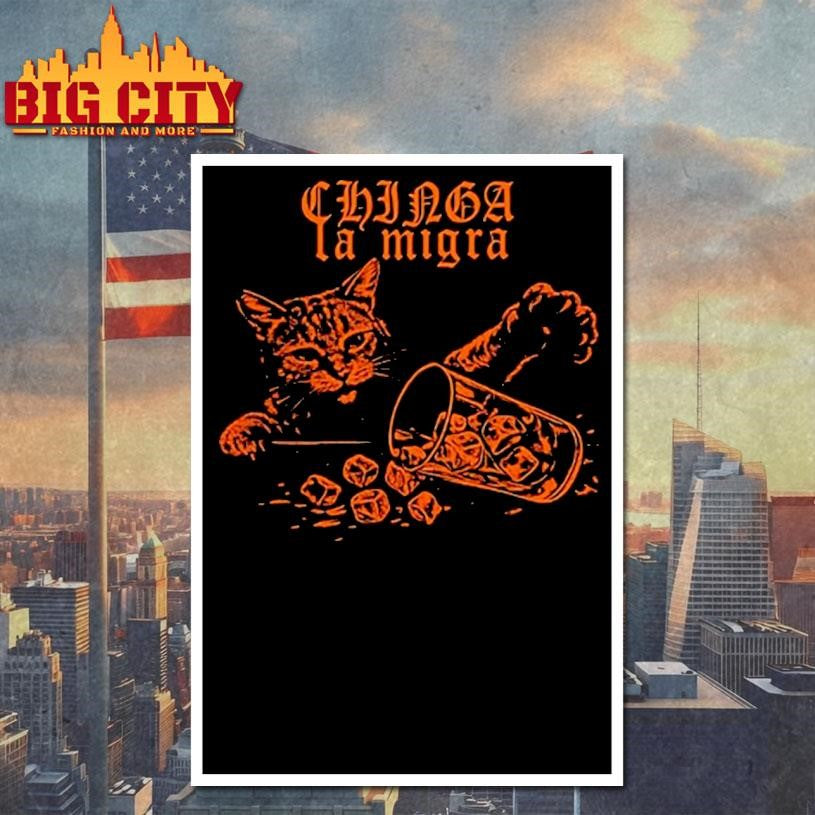 Chinga La Migra Cat Shirt Anti Ice Graphic Tee Political Street Art T Shirt