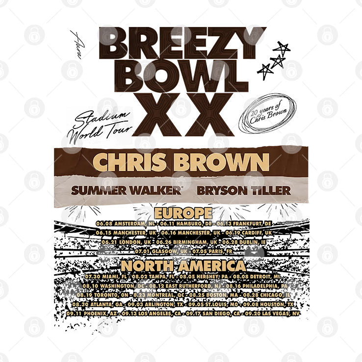 Chris Brown Breezy Bowl XX Pregame Tour 2025 T Shirt