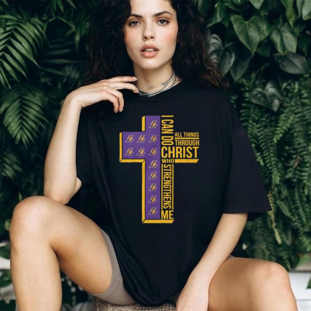 Christian Faith Phil 413 Lakers Purple and Gold Cross Graphic Tee