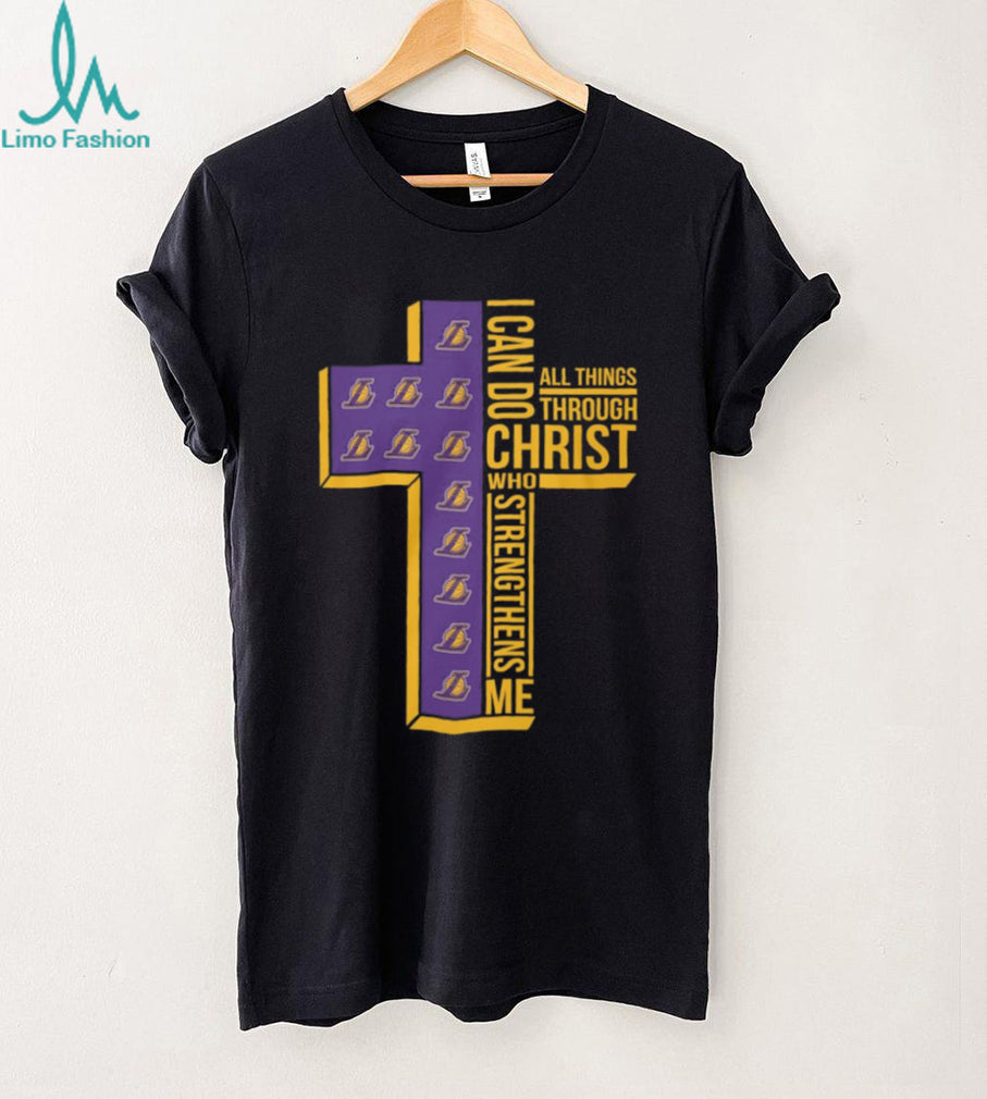 Christian Faith Phil 413 Lakers Purple and Gold Cross Graphic Tee