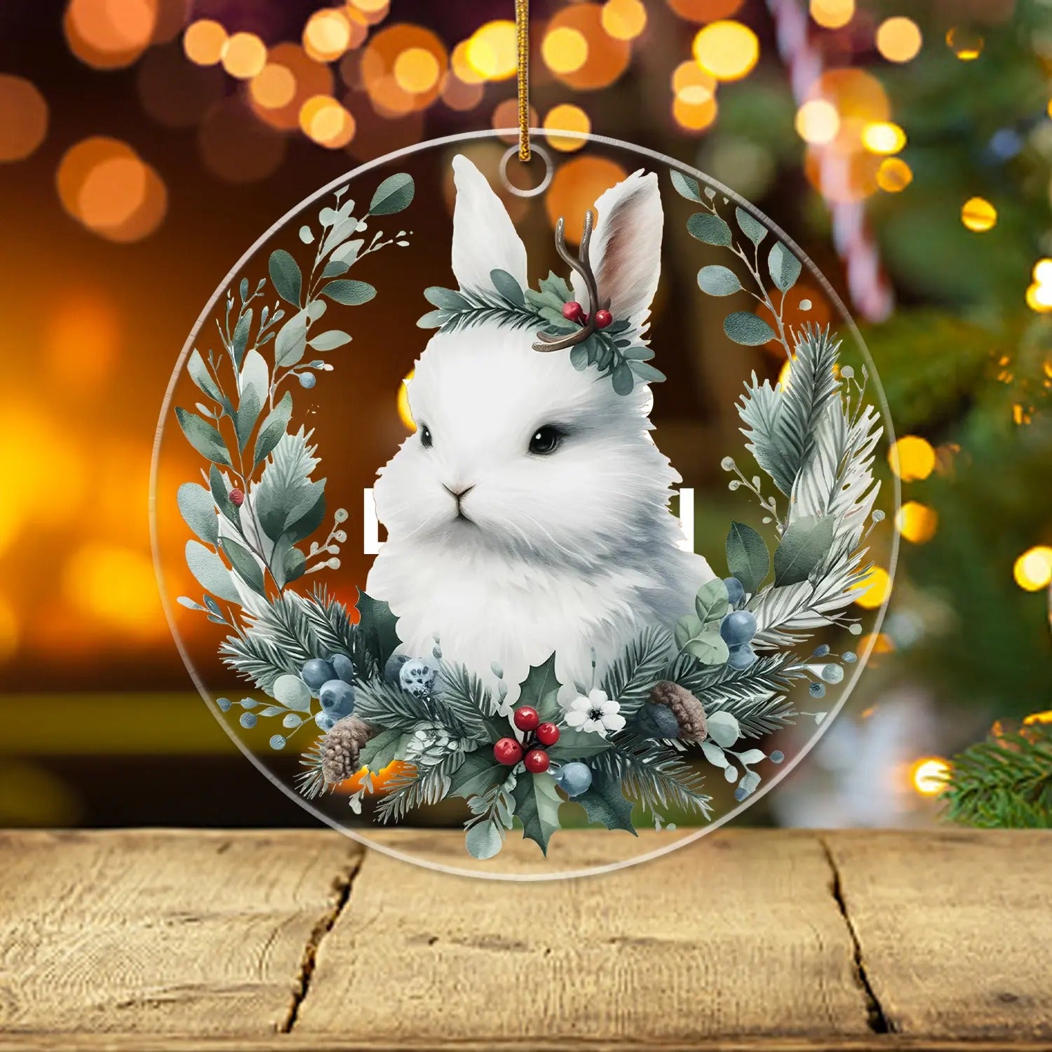 Christmas Rabbit Acrylic Ornament