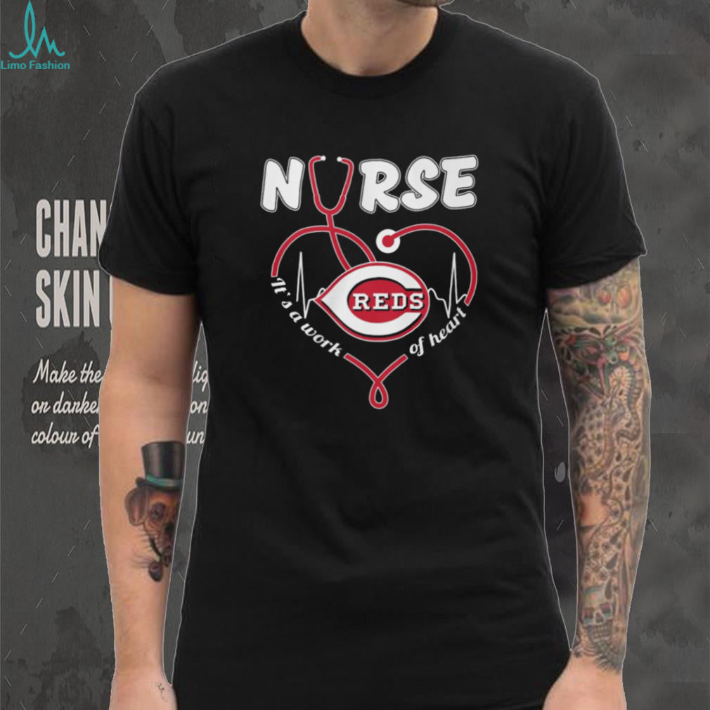Cincinnati Baseball Nurse T Shirt It’s A Work Of Heart Stethoscope Design