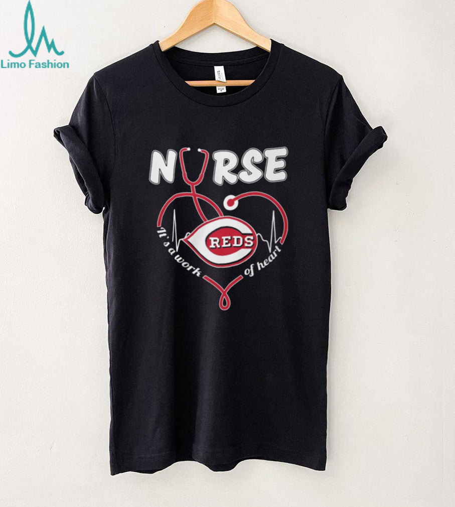 Cincinnati Baseball Nurse T Shirt It’s A Work Of Heart Stethoscope Design