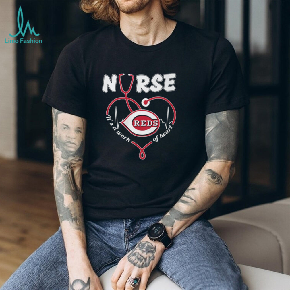 Cincinnati Baseball Nurse T Shirt It’s A Work Of Heart Stethoscope Design