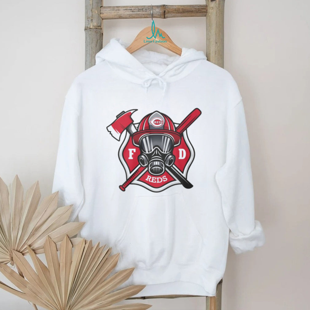 Cincinnati Reds Fire Department FD Logo Baseball Fans First Responders White T Shirt