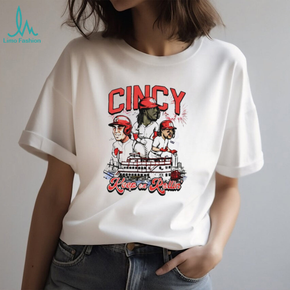 Cincinnati Reds Keep On Rollin Cincy Riverboat Baseball T Shirt