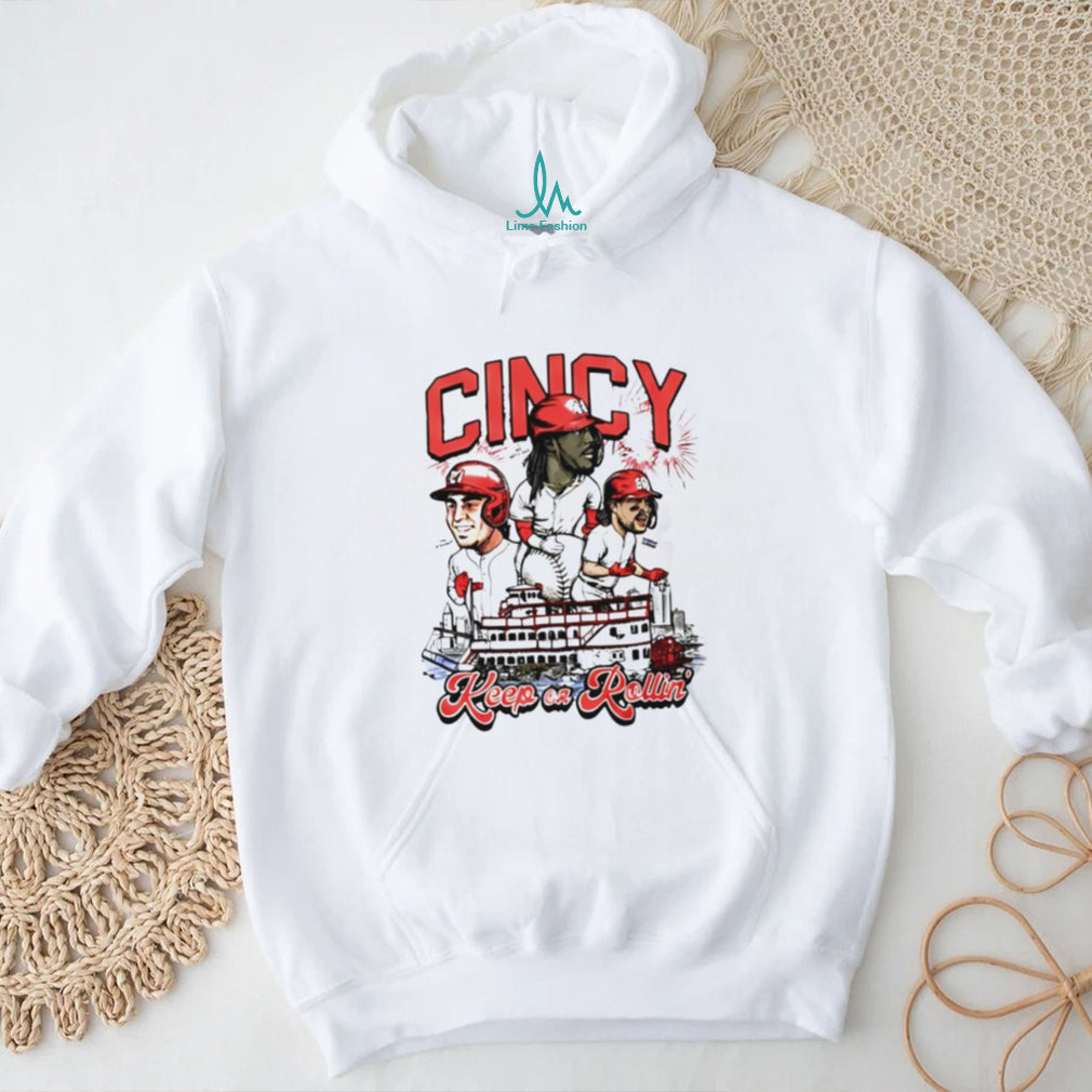 Cincinnati Reds Keep On Rollin Cincy Riverboat Baseball T Shirt