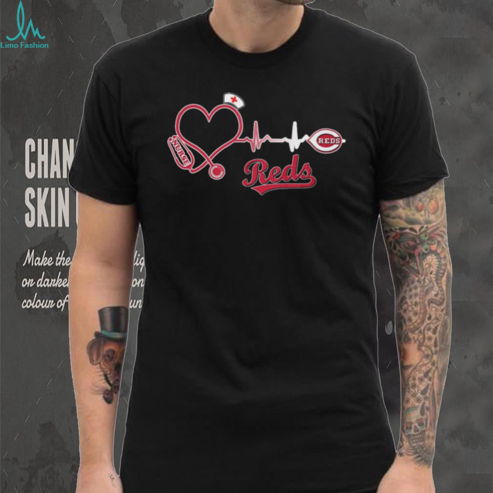 Cincinnati Reds Nurse Heartbeat Stethoscope MLB Baseball Fan T Shirt