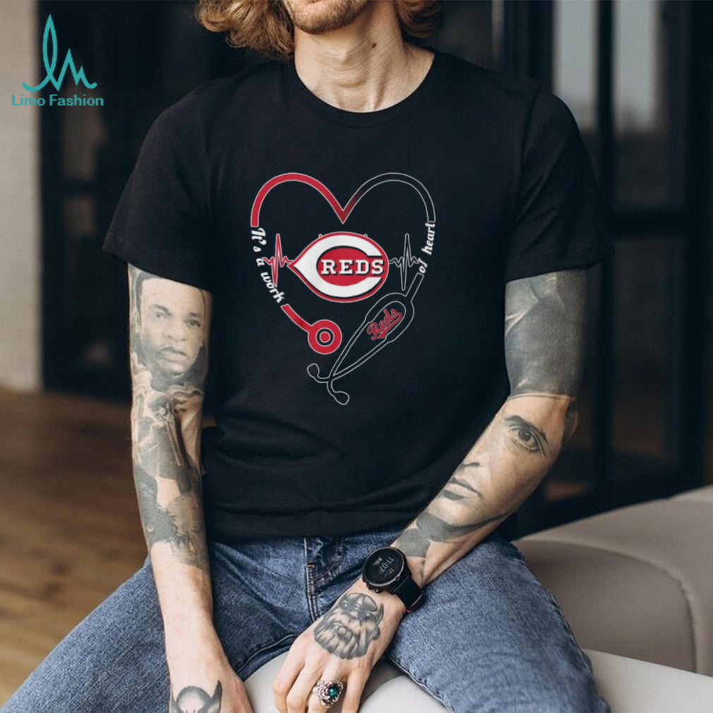 Cincinnati Reds Nursing & Baseball T Shirt Reds Stethoscope Heart Graphic T Shirt
