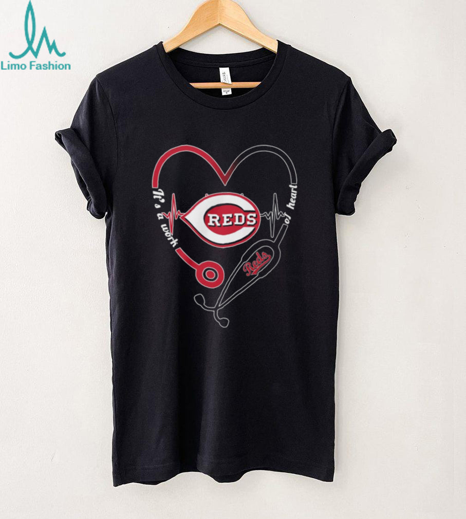 Cincinnati Reds Nursing & Baseball T Shirt Reds Stethoscope Heart Graphic T Shirt
