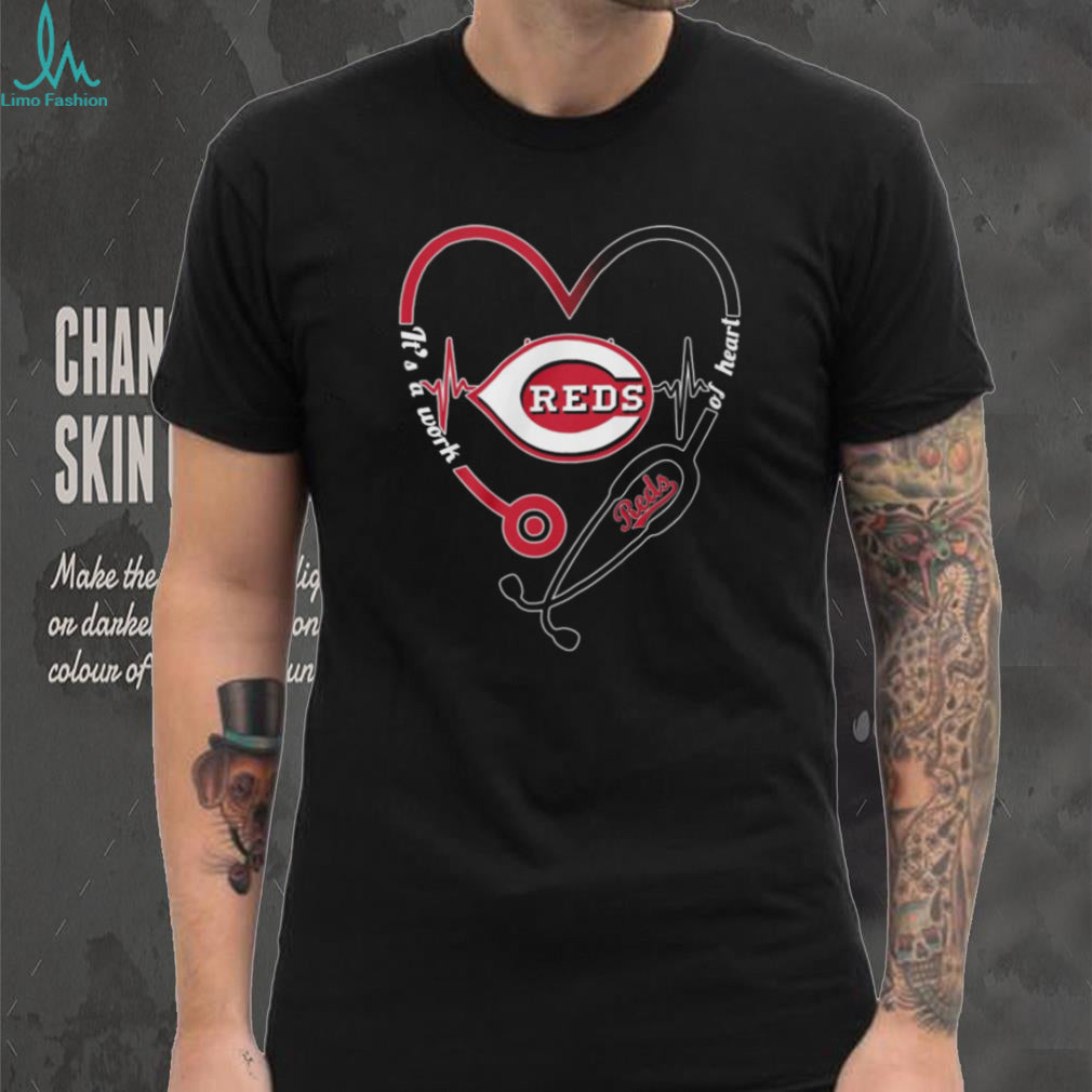 Cincinnati Reds Nursing & Baseball T Shirt Reds Stethoscope Heart Graphic T Shirt