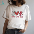 Cincinnati Reds Peace Love Reds Baseball Logo T Shirt