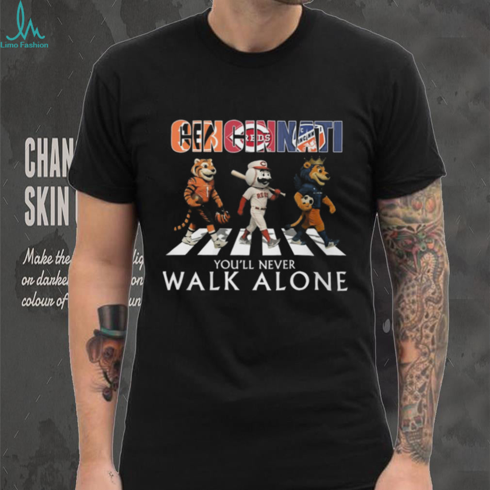 Cincinnati Sports Mascots Abbey Road You’ll Never Walk Alone T Shirt