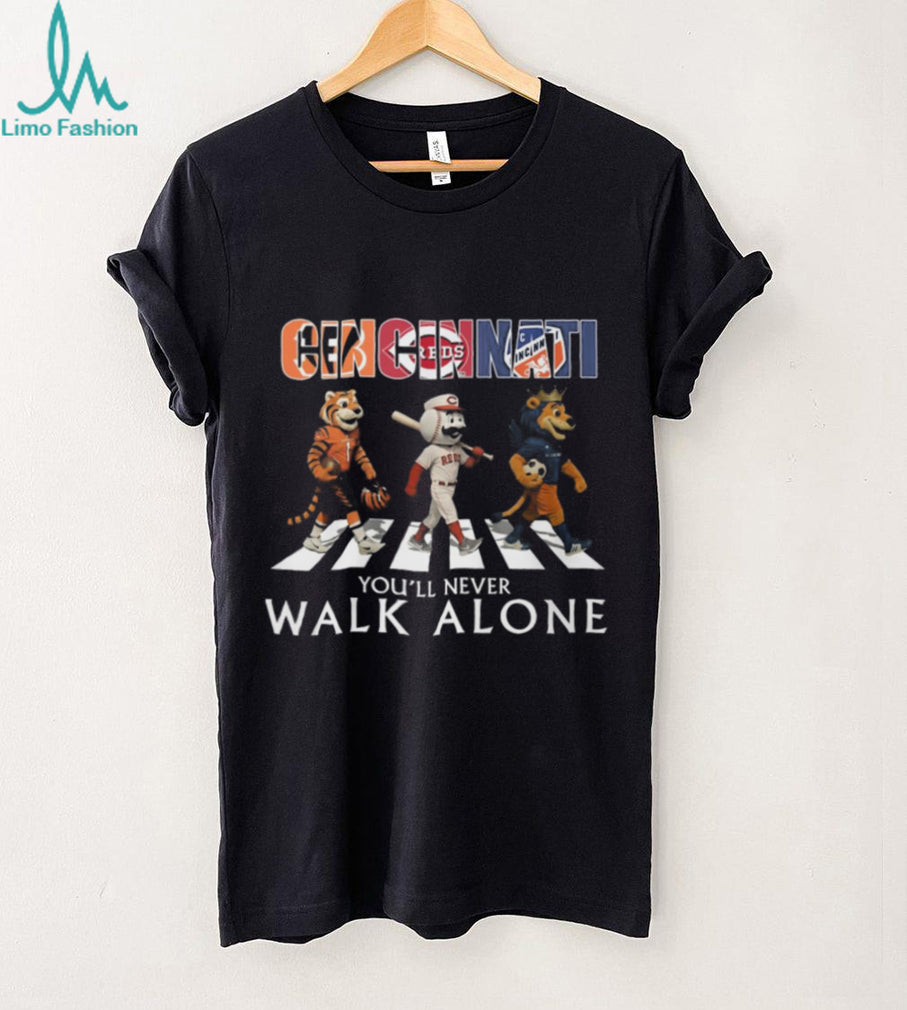 Cincinnati Sports Mascots Abbey Road You’ll Never Walk Alone T Shirt