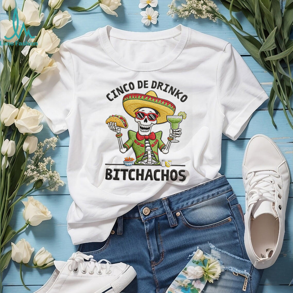 Cinco De Drinko Taco Margarita Skeleton Party V Neck T Shirt