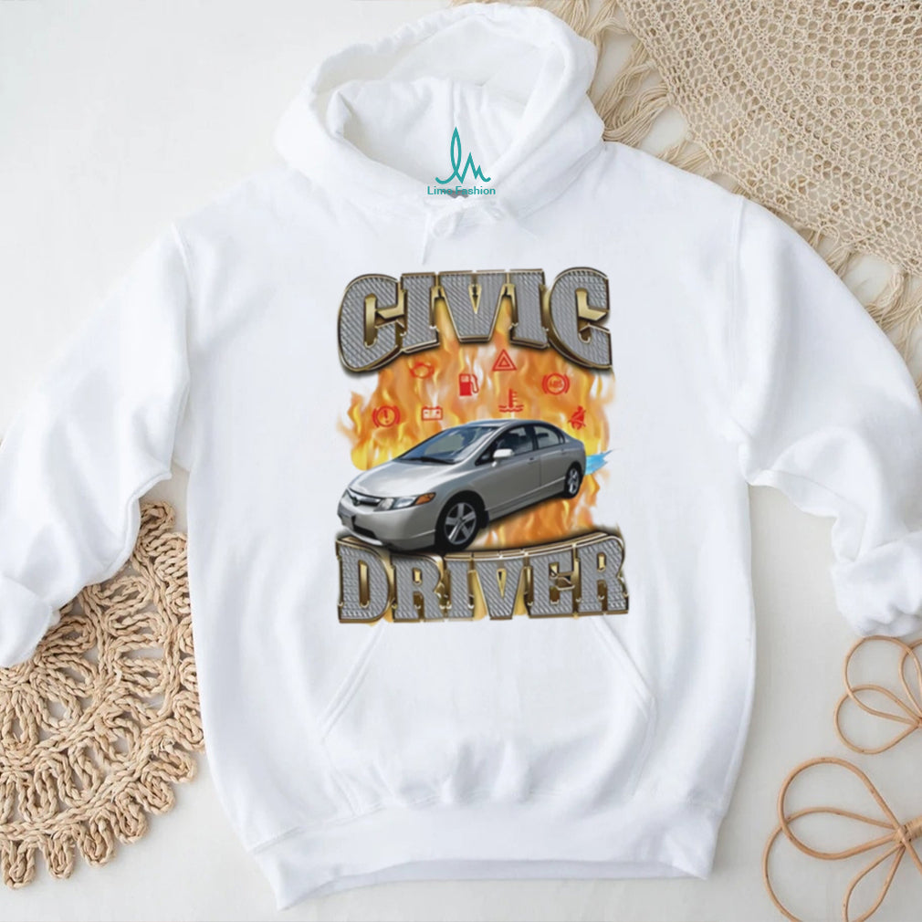 Civic driver car on flame graphic shirt