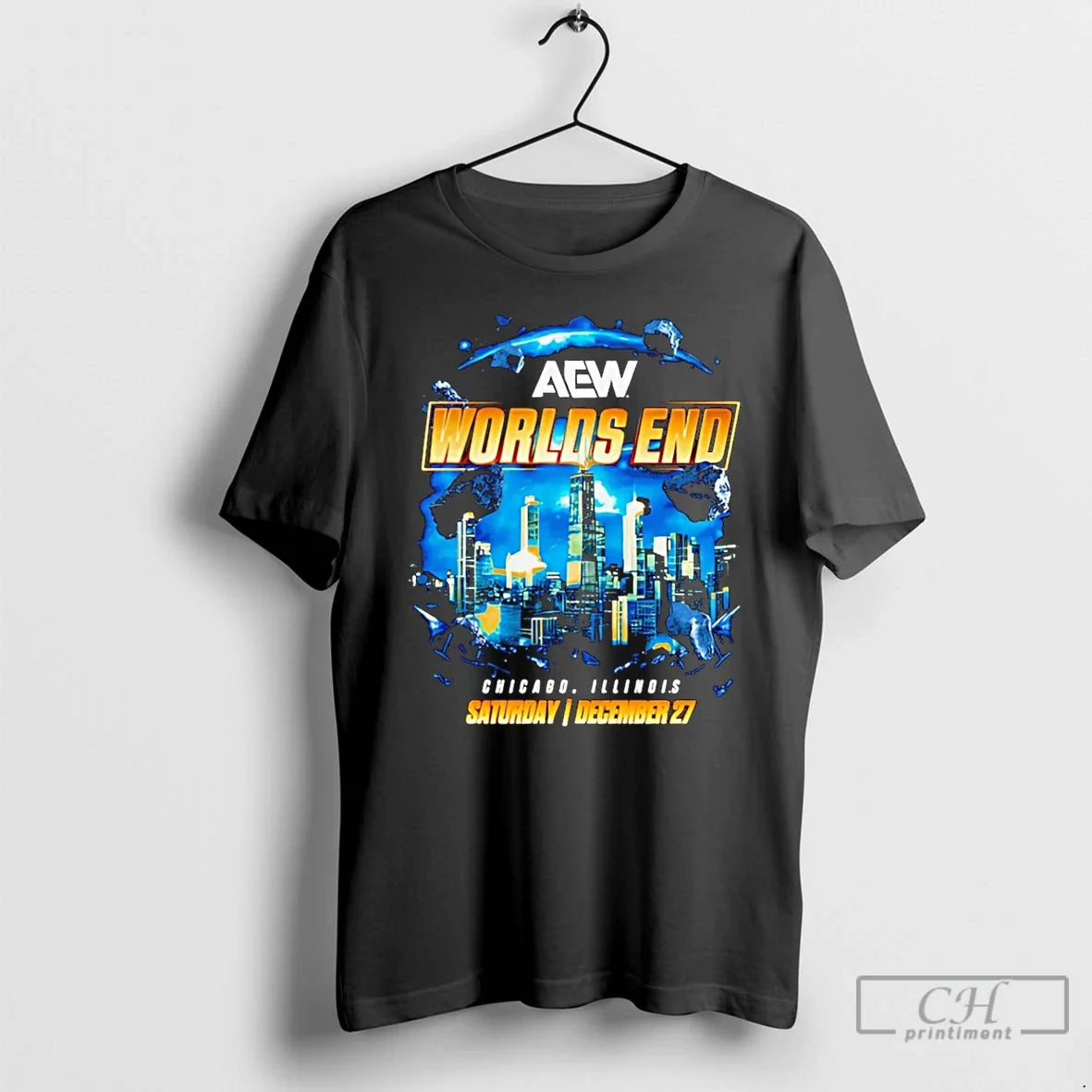 Classic Aew Worlds End 2025 Event City Skyline T-Shirts