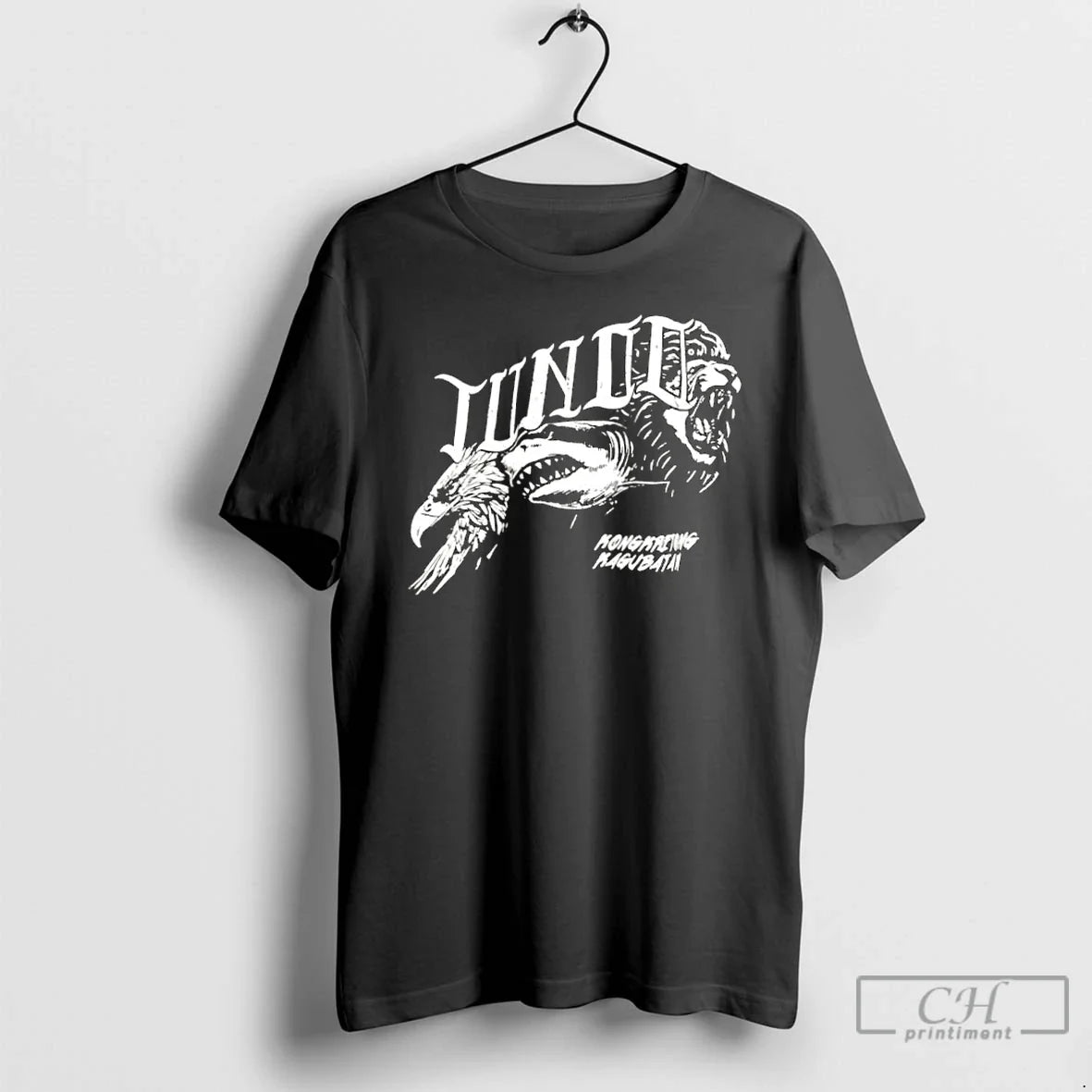 Classic Engels Shark Lions Junie Kongkretong Kagubatan Retro T-Shirts