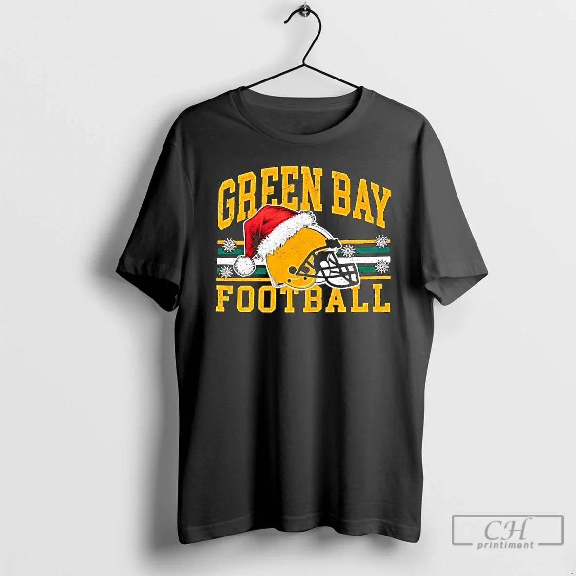 Classic Green Bay Packers Santa Hats Snowflakes T-Shirts