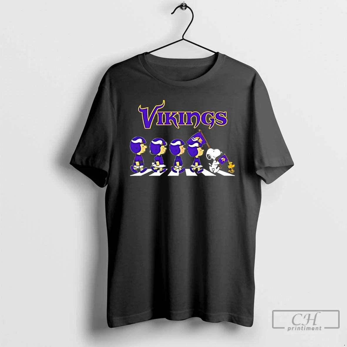Classic Peanuts X Minnesota Vikings Football Flag Walking T-Shirts