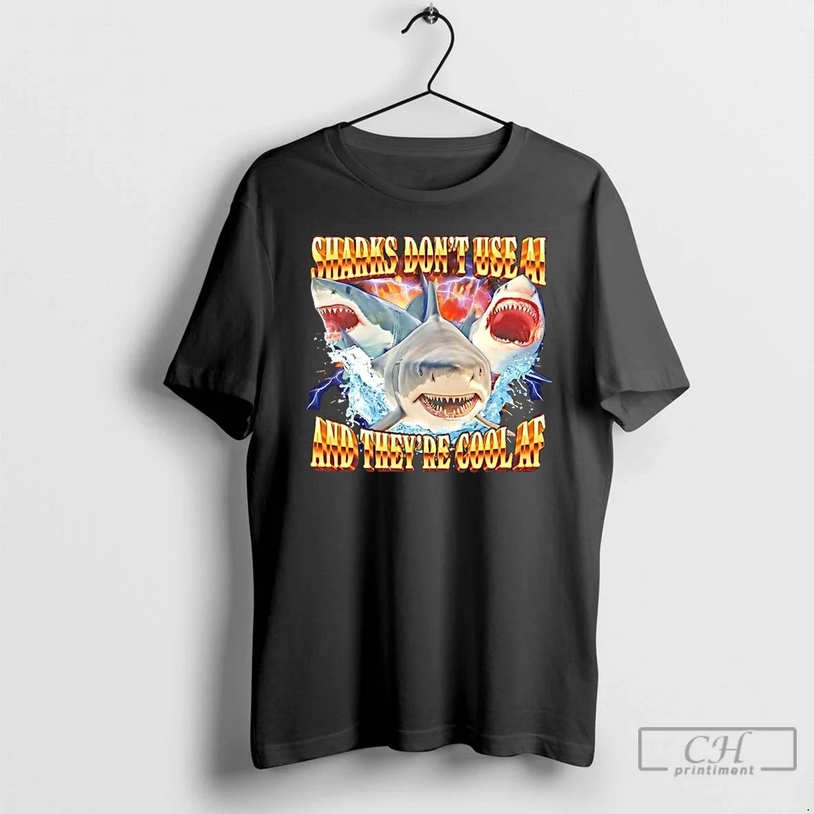 Classic Sharks Dont Use Ai Theyre Cool Af 90s Bootleg T-Shirts