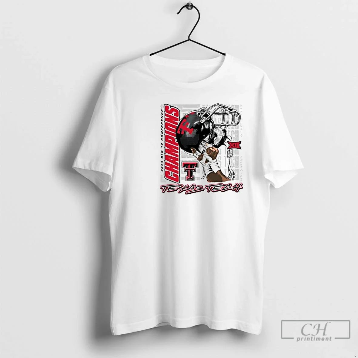 Classic Texas Tech Red Raiders 2025 Big 12 Champions Raise Em Up Circle White T-Shirts