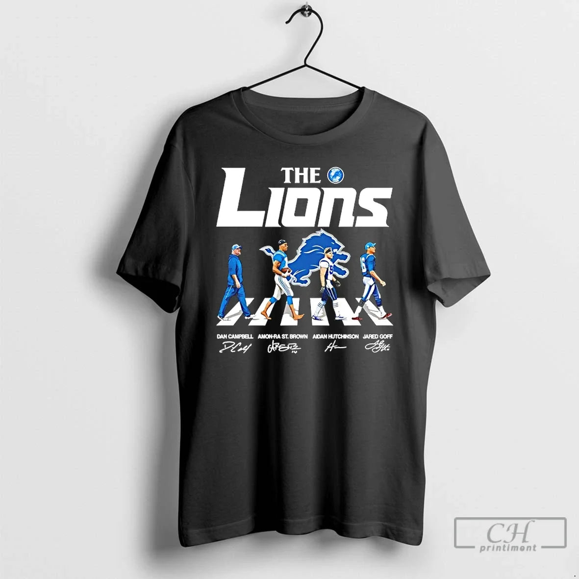 Classic Detroit Lions Player Walking Autographed T-Shirts