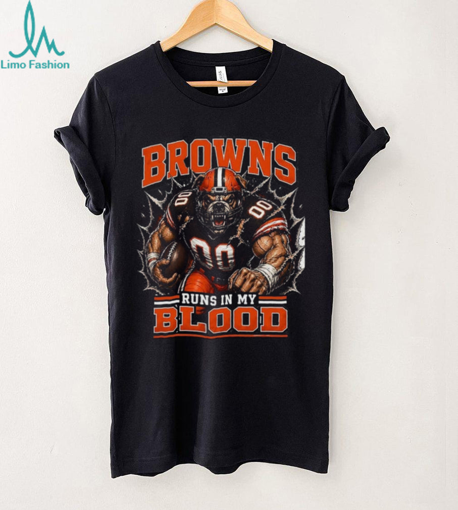 Cleveland Browns Football Team Runs In My Blood Fan Retro Vintage Men Shirt
