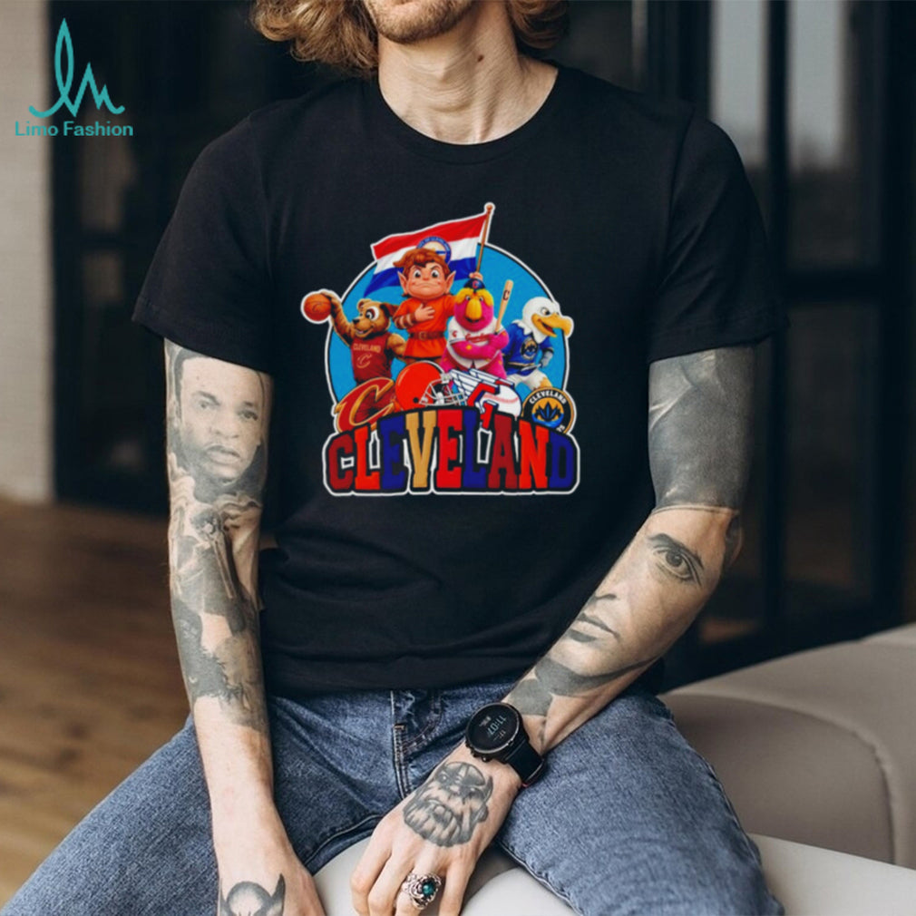 Cleveland City Sports Mascot Mashup Guardians Cavaliers Browns T Shirt
