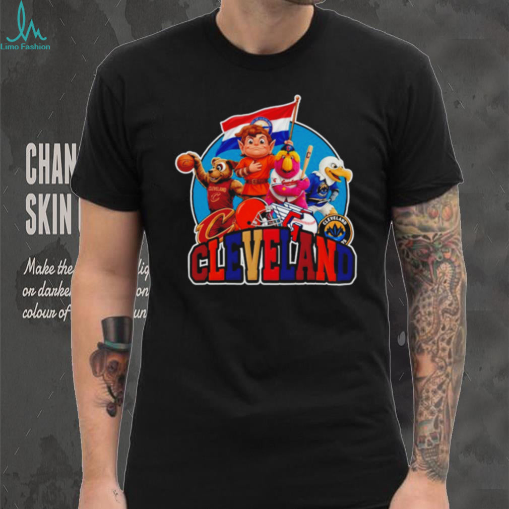 Cleveland City Sports Mascot Mashup Guardians Cavaliers Browns T Shirt