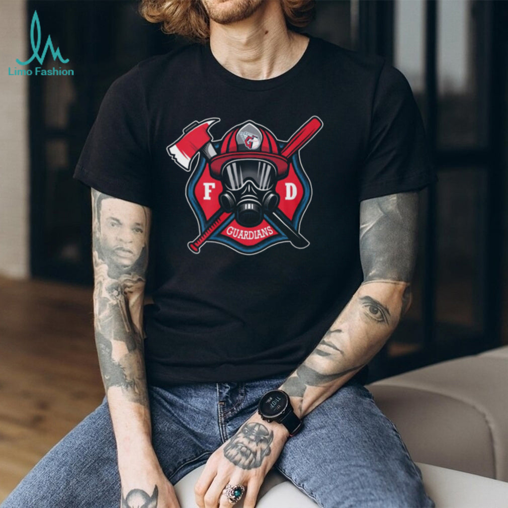 Cleveland Guardians Firefighter FD First Responder Baseball Fans Retro Men Women Black T Shirt
