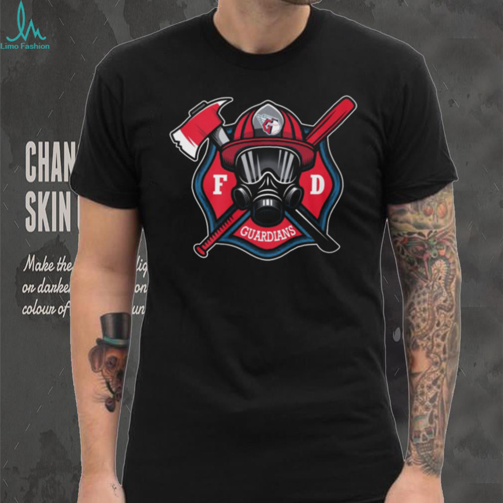 Cleveland Guardians Firefighter FD First Responder Baseball Fans Retro Men Women Black T Shirt