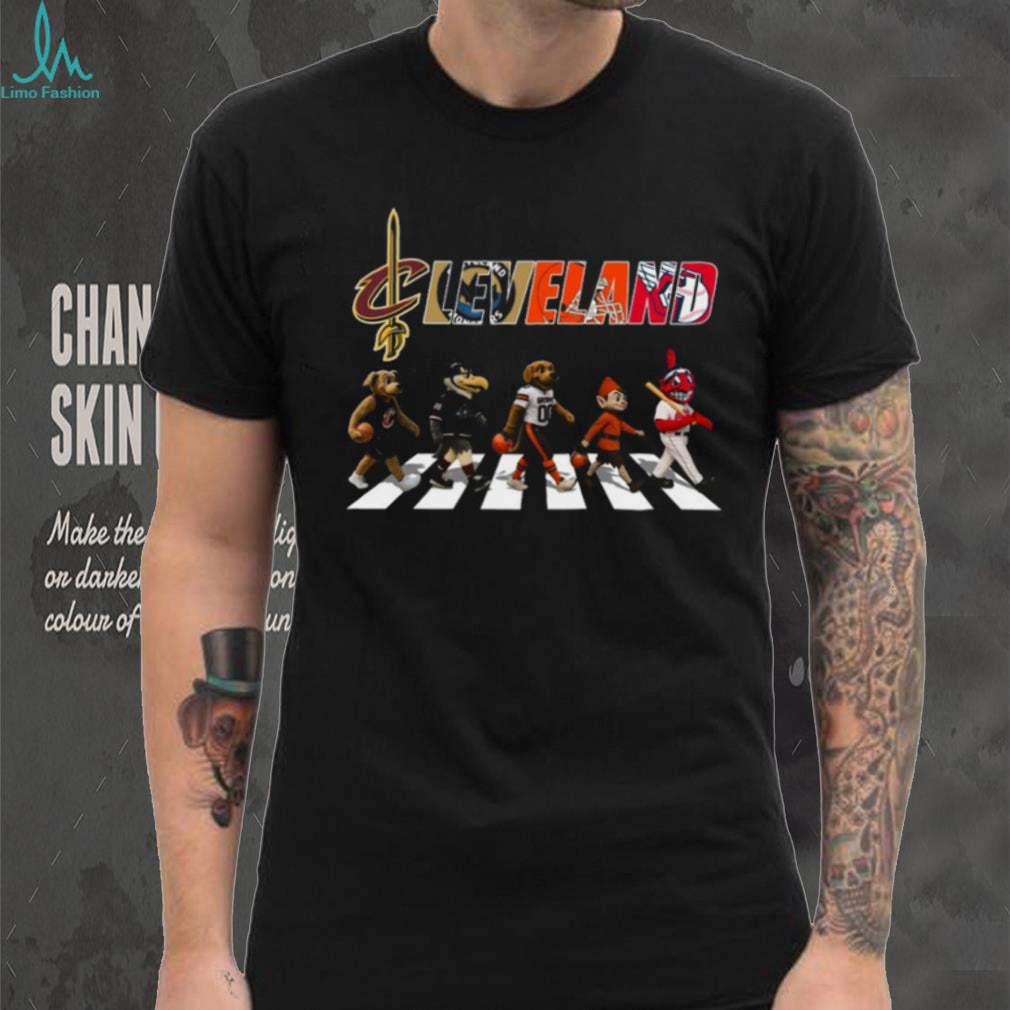 Cleveland Sports Mascots Abbey Road Crossing Cavaliers Browns Guardians T Shirt