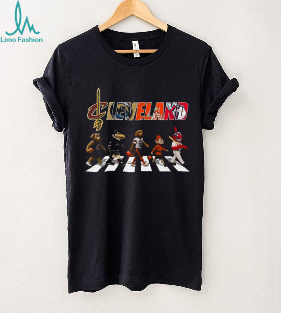 Cleveland Sports Mascots Abbey Road Crossing Cavaliers Browns Guardians T Shirt