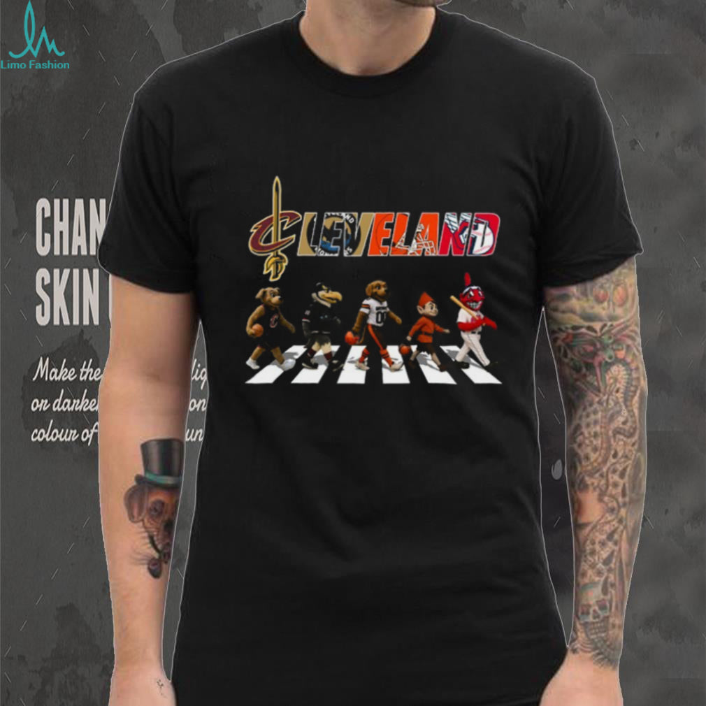 Cleveland Sports Mascots Abbey Road Road Walking Fans T Shirt