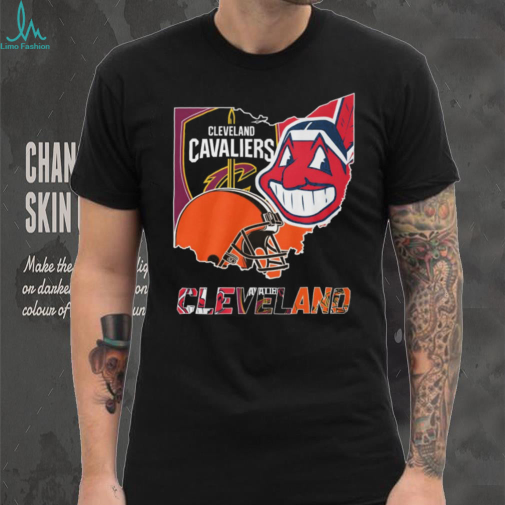 Cleveland Sports Teams Ohio State Map Graphic T Shirt