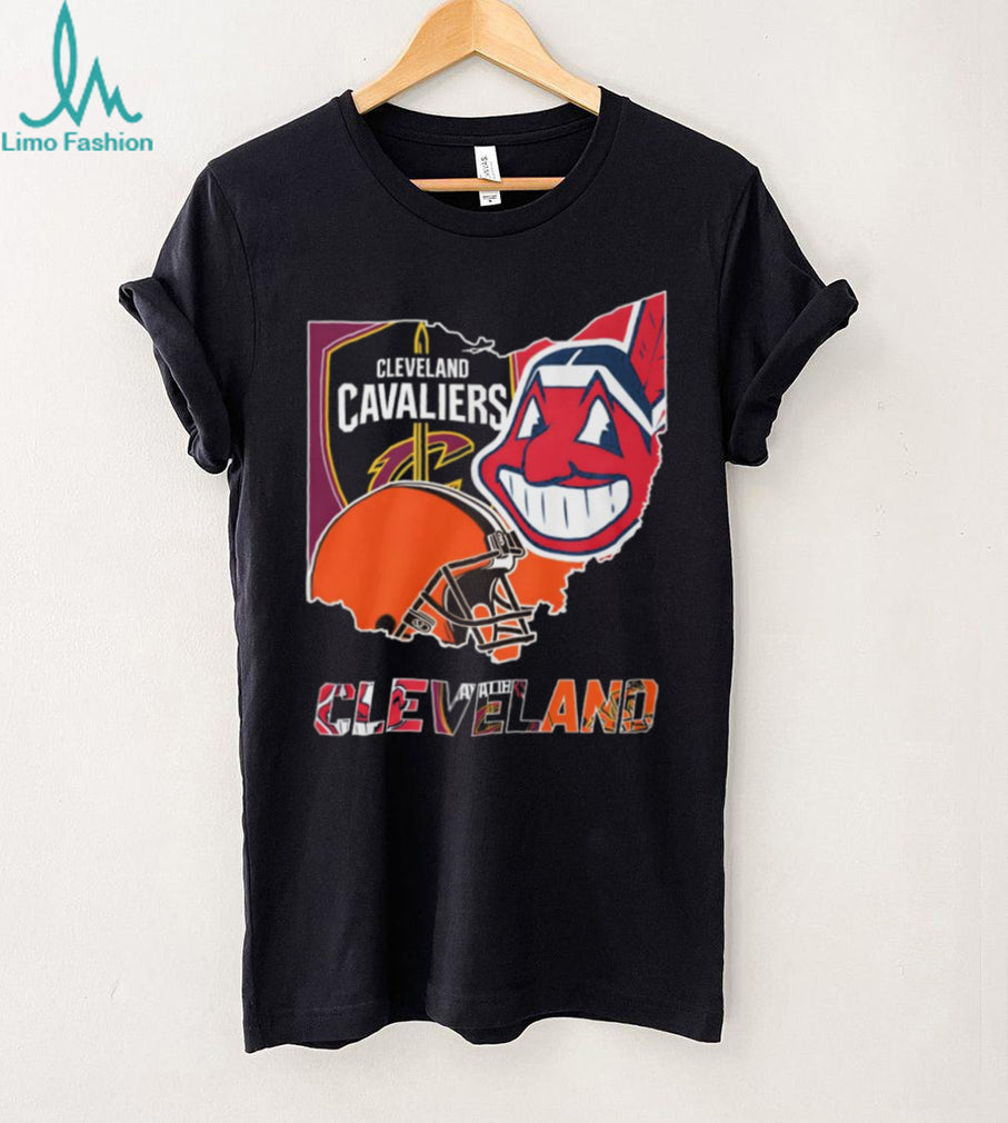 Cleveland Sports Teams Ohio State Map Graphic T Shirt