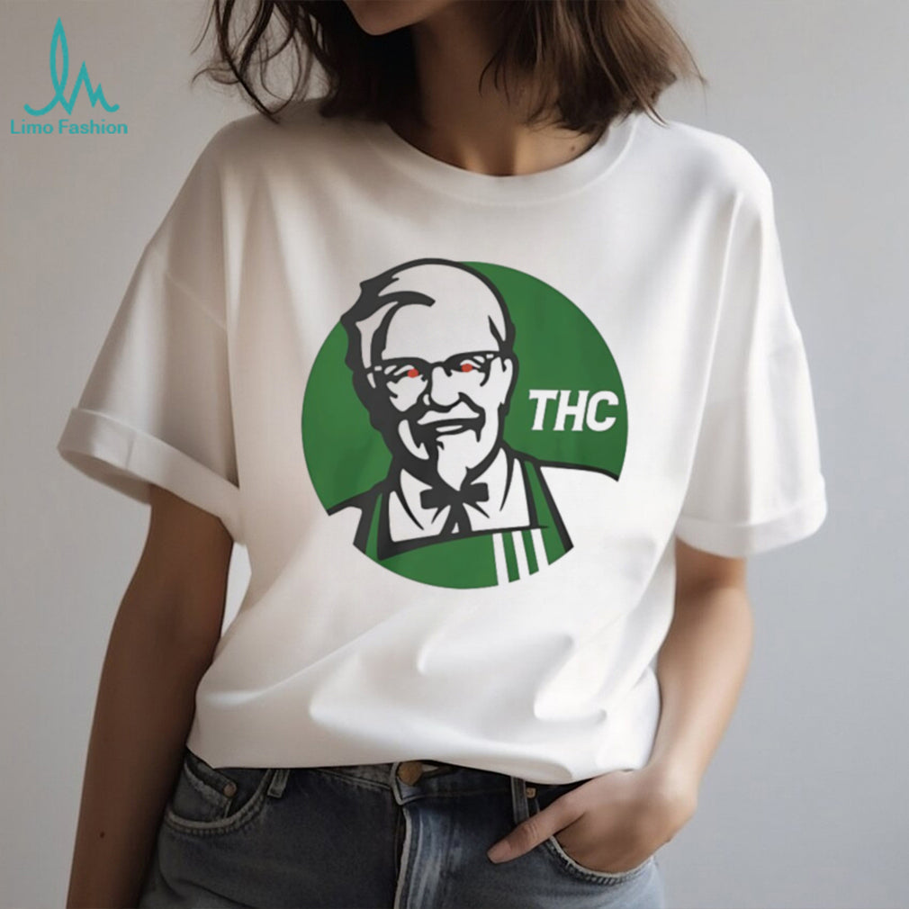 Colonel Sanders KFC Style Green THC Parody Graphic T Shirt