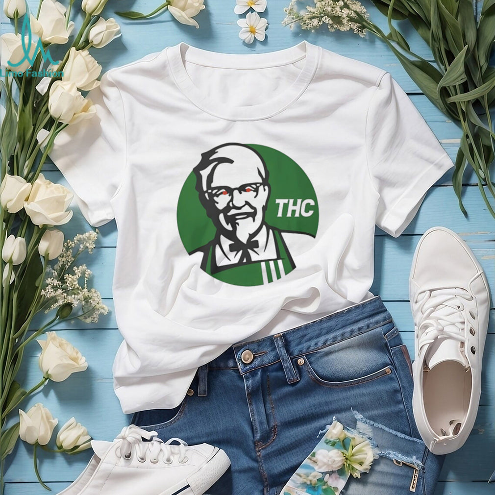 Colonel Sanders KFC Style Green THC Parody Graphic T Shirt