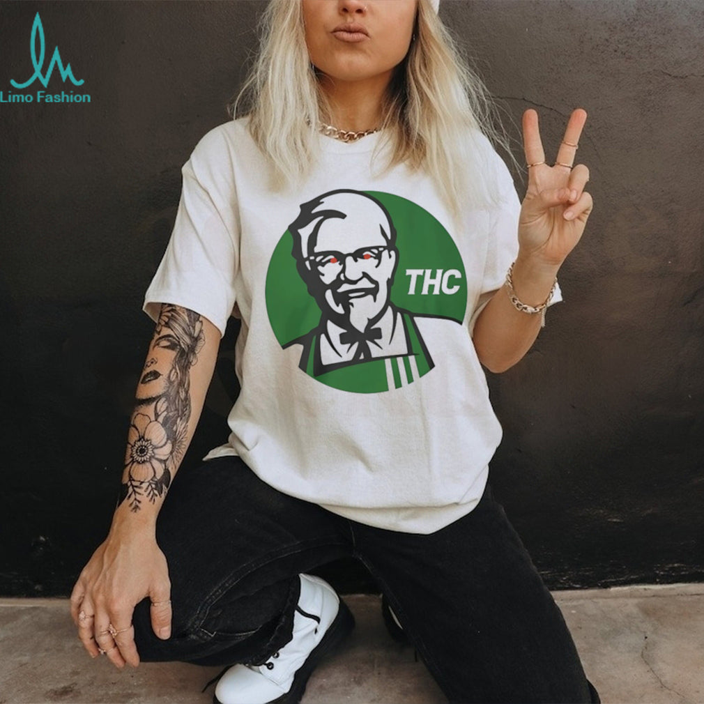 Colonel Sanders KFC Style Green THC Parody Graphic T Shirt