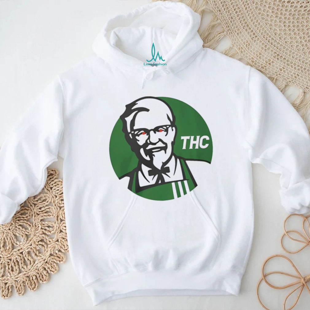 Colonel Sanders KFC Style Green THC Parody Graphic T Shirt