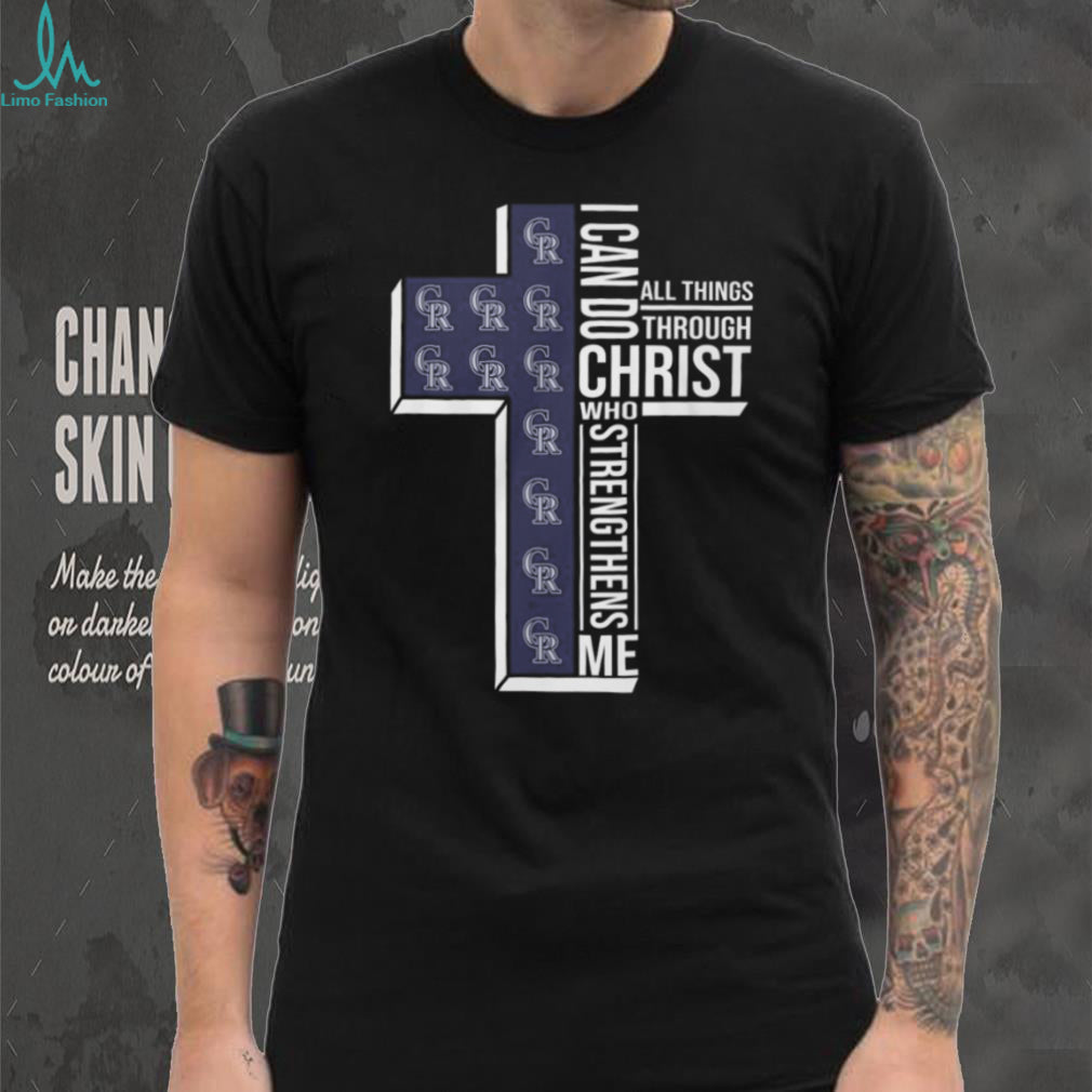 Colorado Rockies Christian Faith T Shirt Strengthening Cross Design