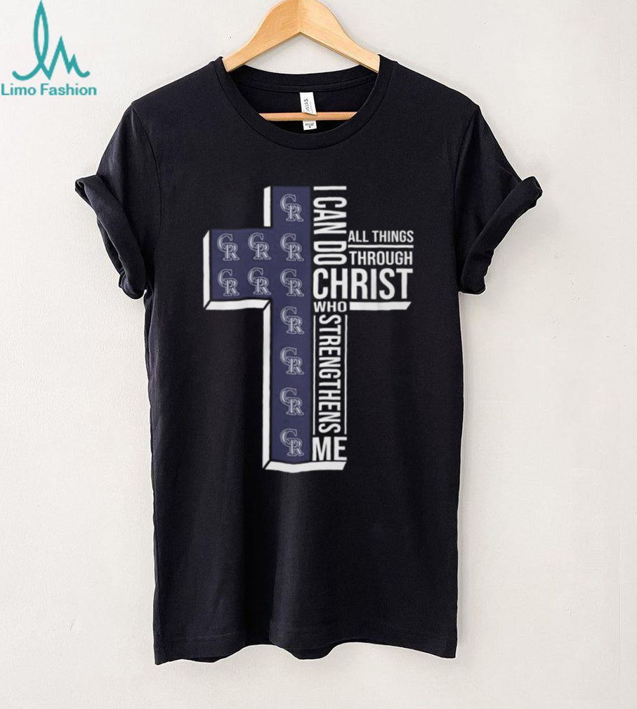 Colorado Rockies Christian Faith T Shirt Strengthening Cross Design