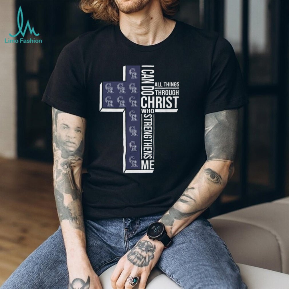Colorado Rockies Christian Faith T Shirt Strengthening Cross Design