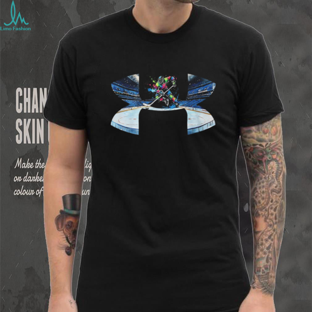 Colorful Abstract Ice Hockey Player Action Graphic T Shirt