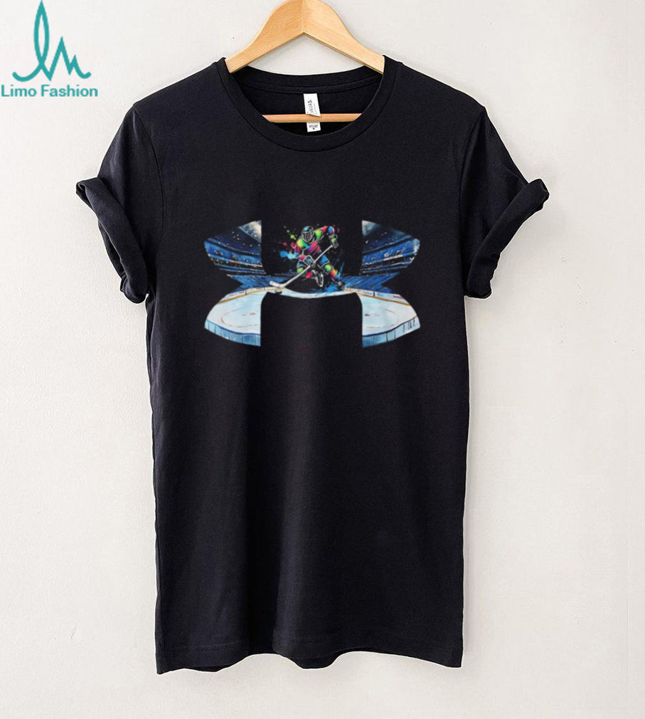 Colorful Abstract Ice Hockey Player Action Graphic T Shirt