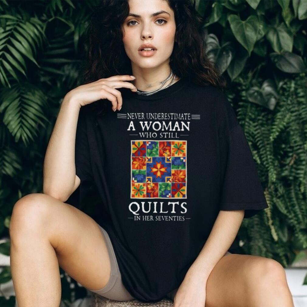 Colorful Quilt Pattern Seventies Women Crafting Shirt