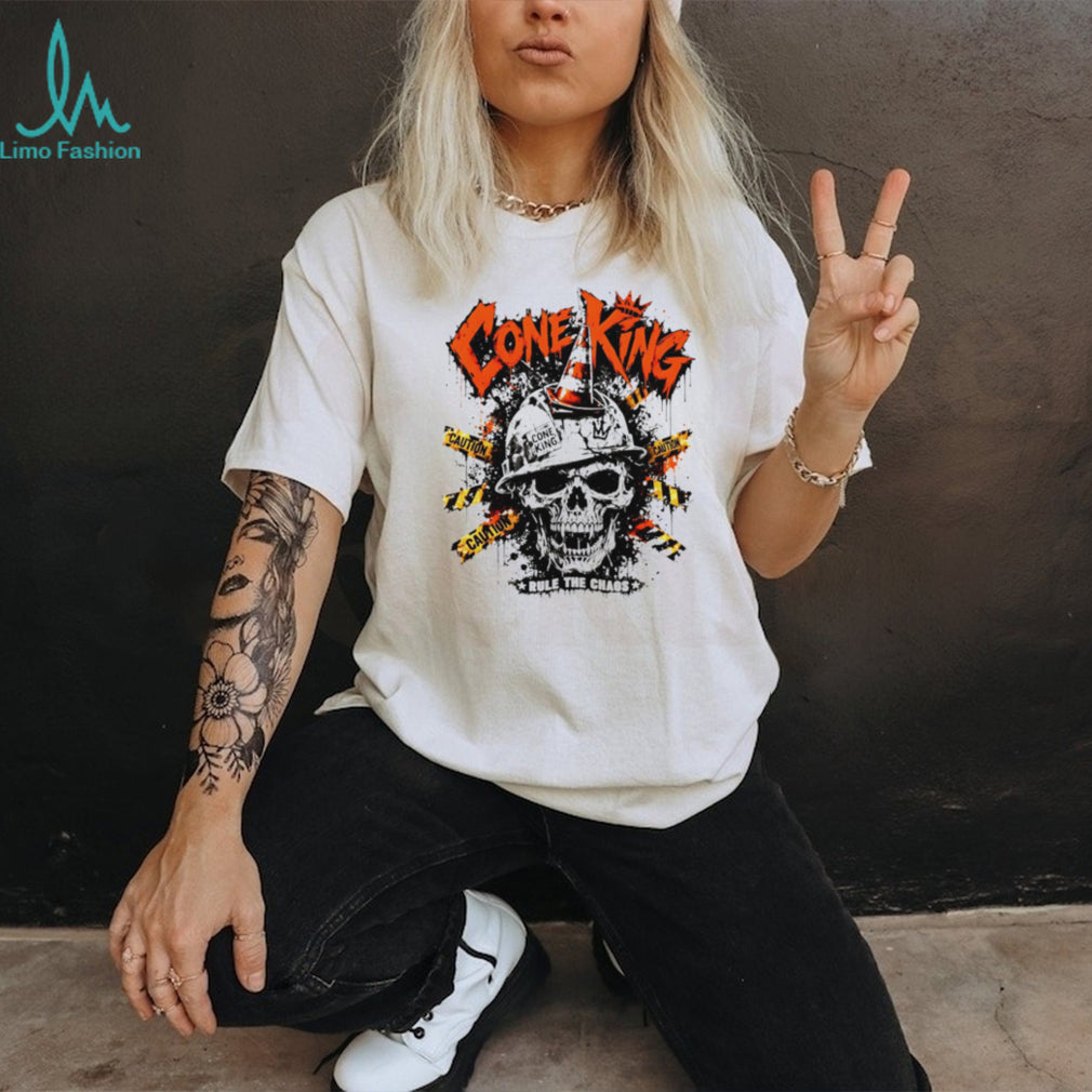 Cone King Rule The Chaos Construction Skull Graphic T Shirt