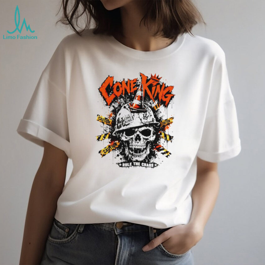 Cone King Rule The Chaos Construction Skull Graphic T Shirt