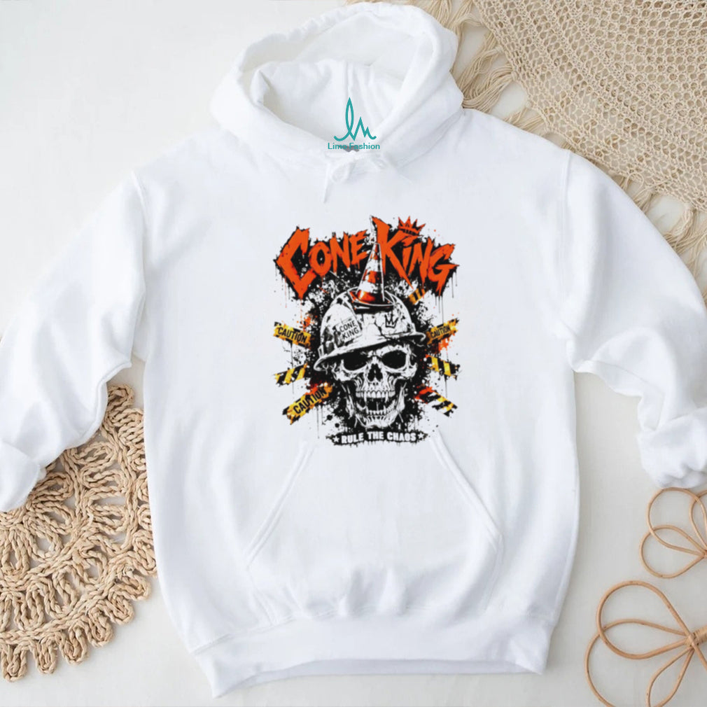 Cone King Rule The Chaos Construction Skull Graphic T Shirt
